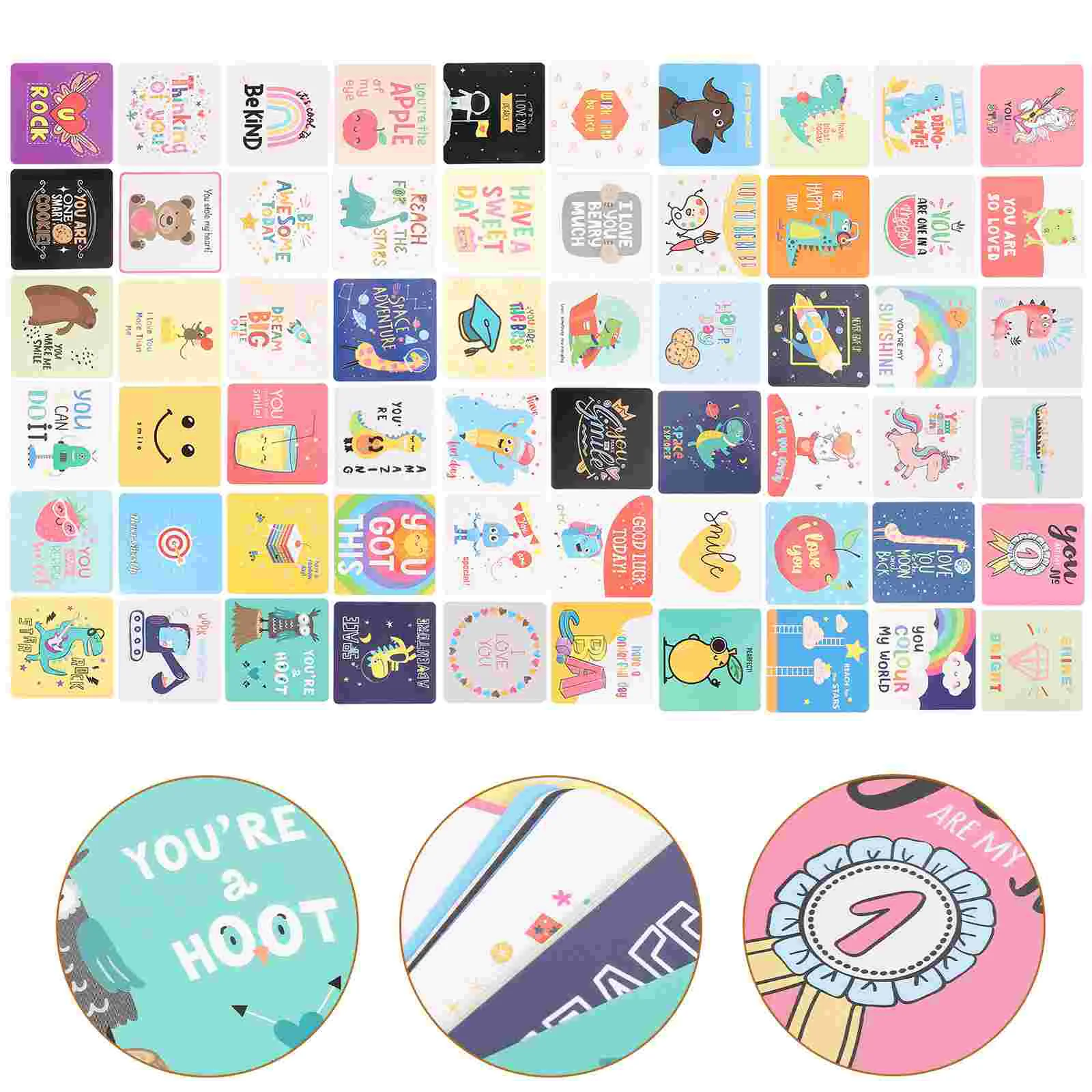 

60 Pcs Cute Encouragement Note Card Child Lunchbox Paper Motivational Cards for Kids