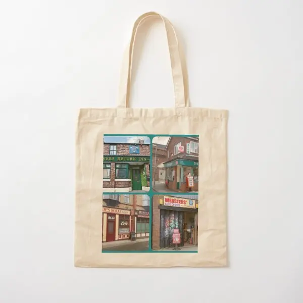 Corrie Iconic Buildings Cotton  Canvas Bag Unisex Fashion Shoulder Bag Women Casual Shopper Foldable Grocery Printed Ladies