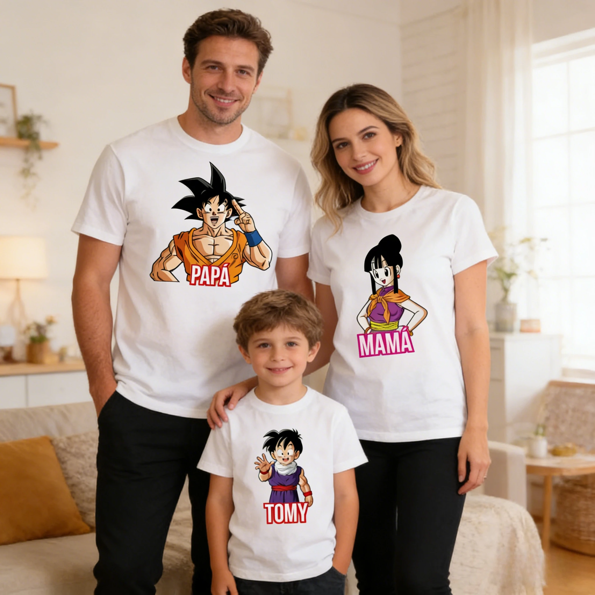 

Летняя футболка 2026 в стиле ретро аниме Dragon Ball: семейный комплект с Гоку, Чи-Чи, Гоханом. Повседневная свободная спортивная футболка в стиле Y2K для всей семьи.