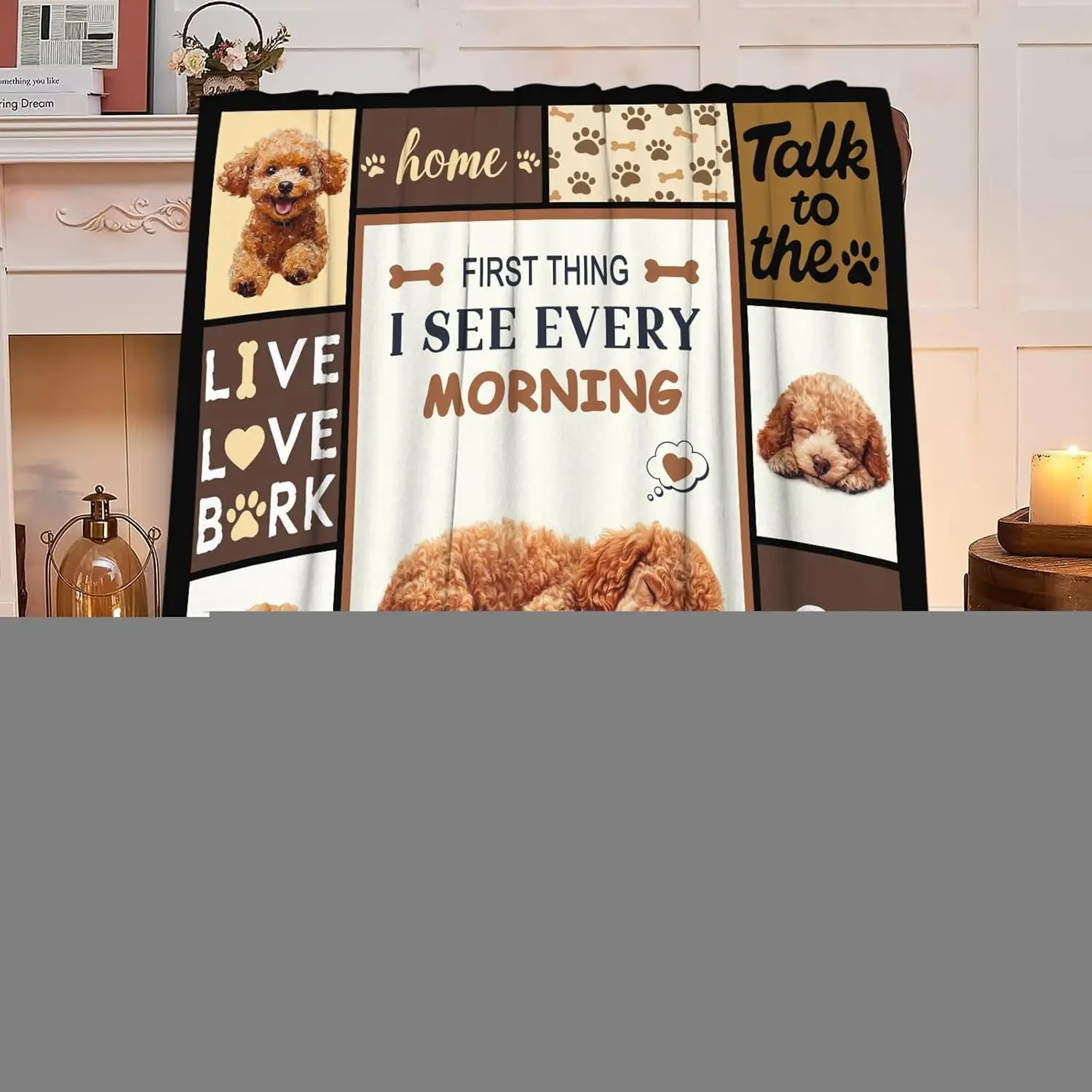 Poodle Dog Lovers Funny Blanket Home Decor Gift Cute Puppy Blanket for Pet Owners