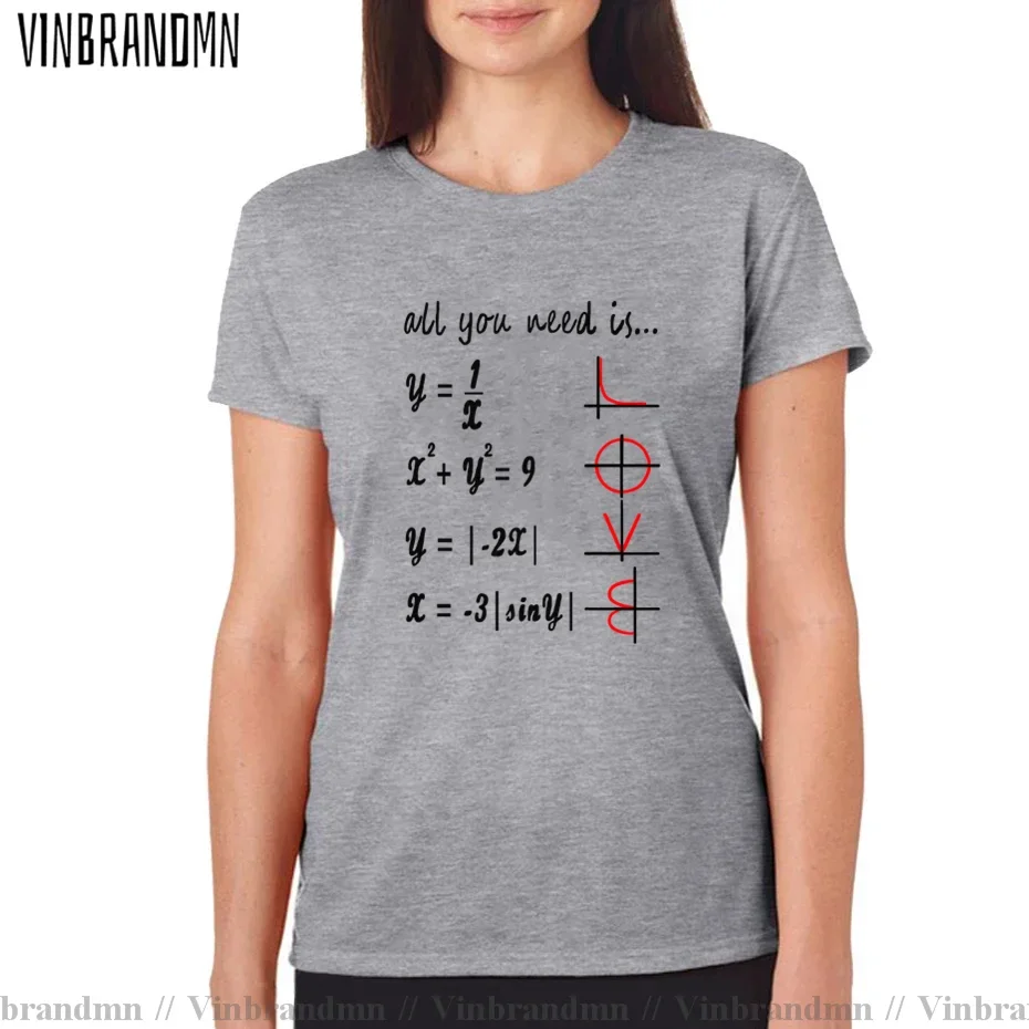 Fashion Logo Printing T Shirt Women Slim Fit Short Sleeve All You Need Is Love Math T-Shirt O-Neck Fashion 100%cotton Female Tee