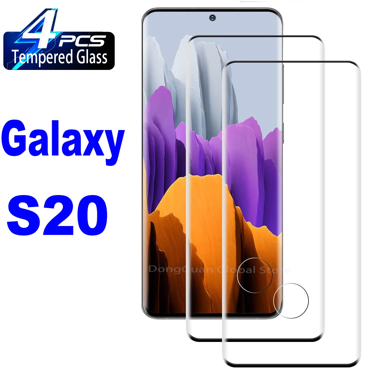 1Pcs/4Pcs Tempered Glass For Samsung Galaxy S20 Curved Fingerprint Screen Protector Glass Film