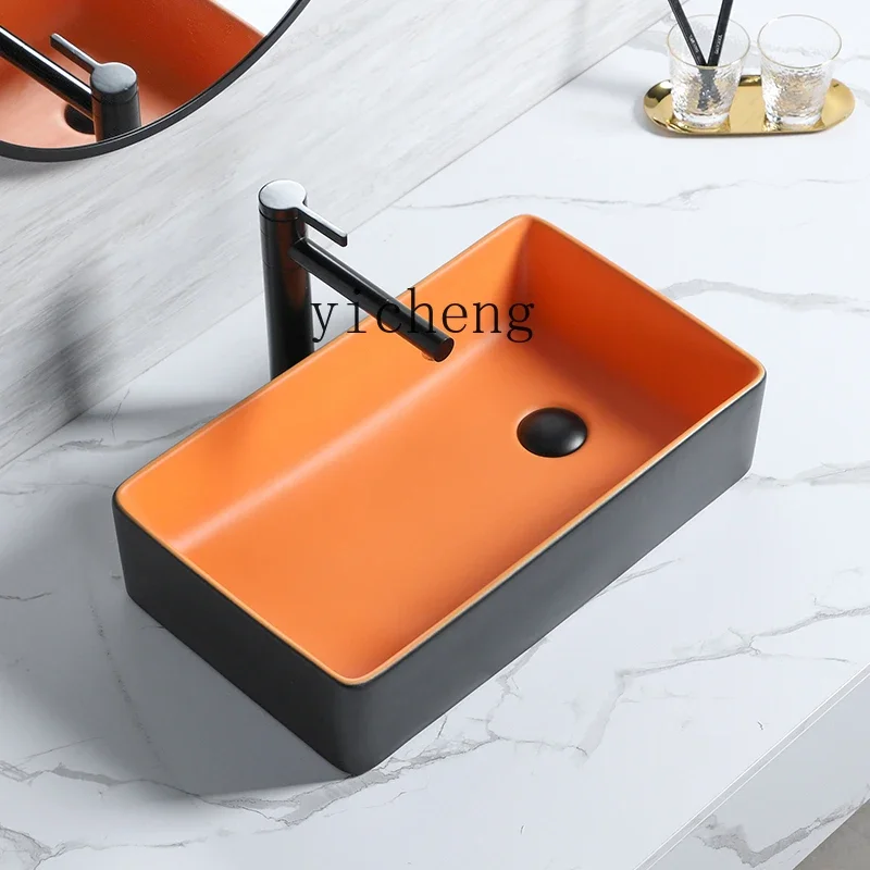 XL side launching table basin ceramic wash basin creative washbasin left and right color washbasins