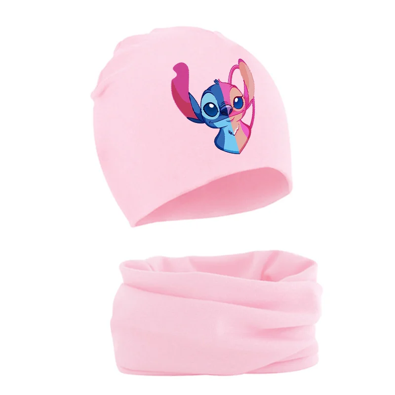 Disney sciarpe cappelli Set Lilo & Stitch Skullies berretti Cartoon Fashion Set di due pezzi berretti inverno caldo ragazzo ragazza regalo di natale