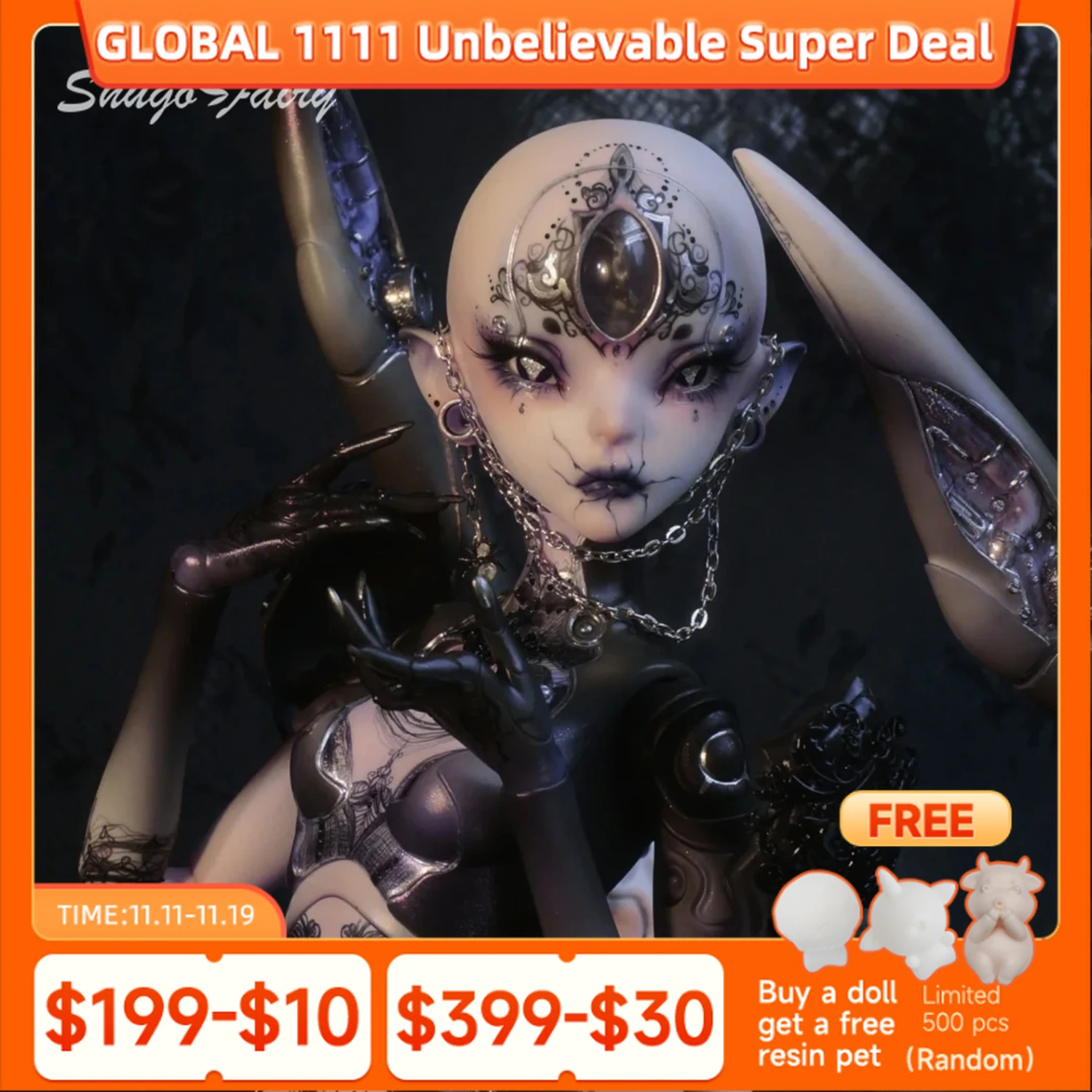 

JixieS Bjd 1/4 Doll Nude Dolls Mechanical Cool Style Simulates Special-shaped Ball Jointed Doll Bjd