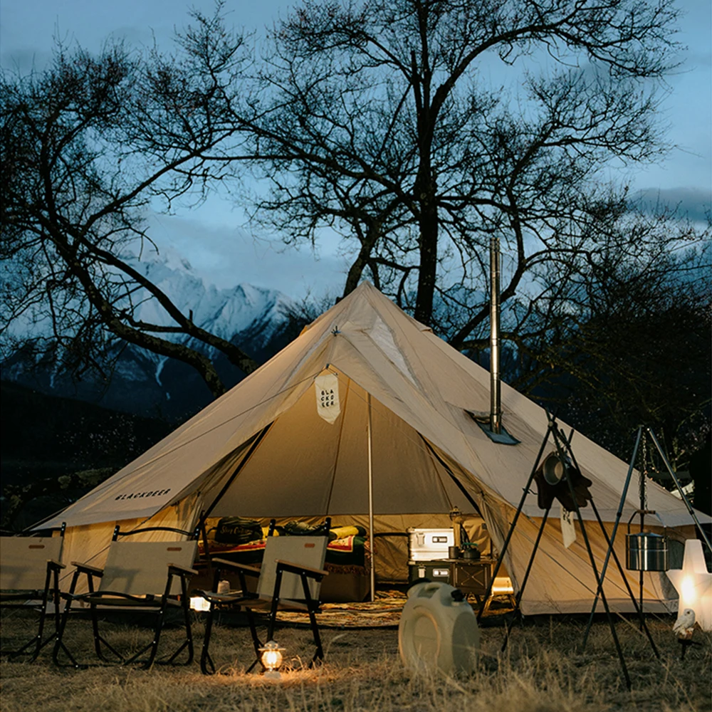 

Outdoor Camping Large Glamping Yurt Tent Luxury Waterproof 4 Season Cotton 8-10 People One Bedroom