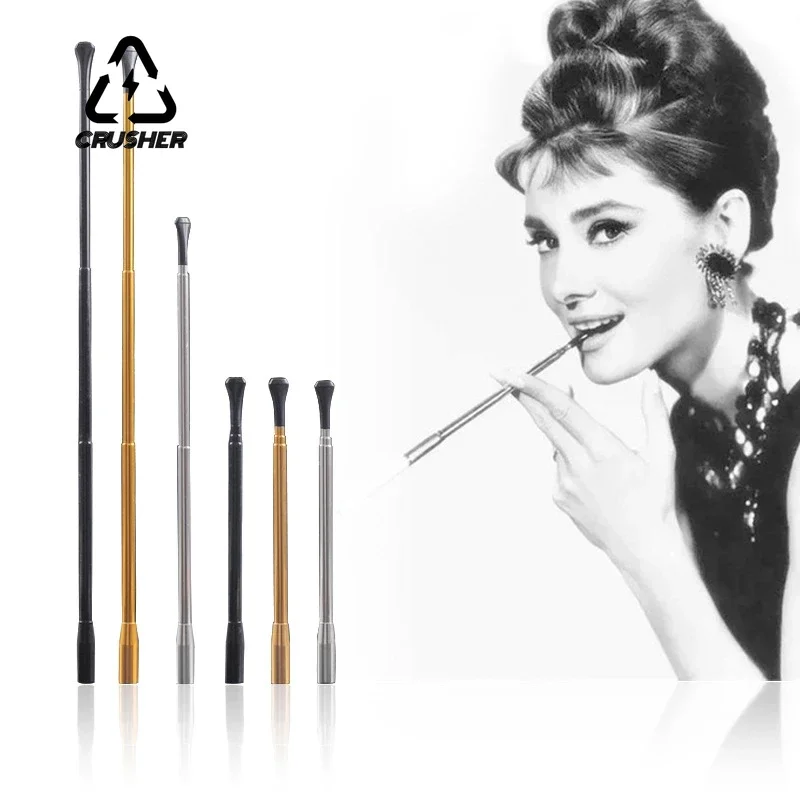 CRUSHER Long Cigarette Holder Telescopic Cigarette Filter Mouthpiece for Women Scalable Cigarette Holder Smoking Pipe