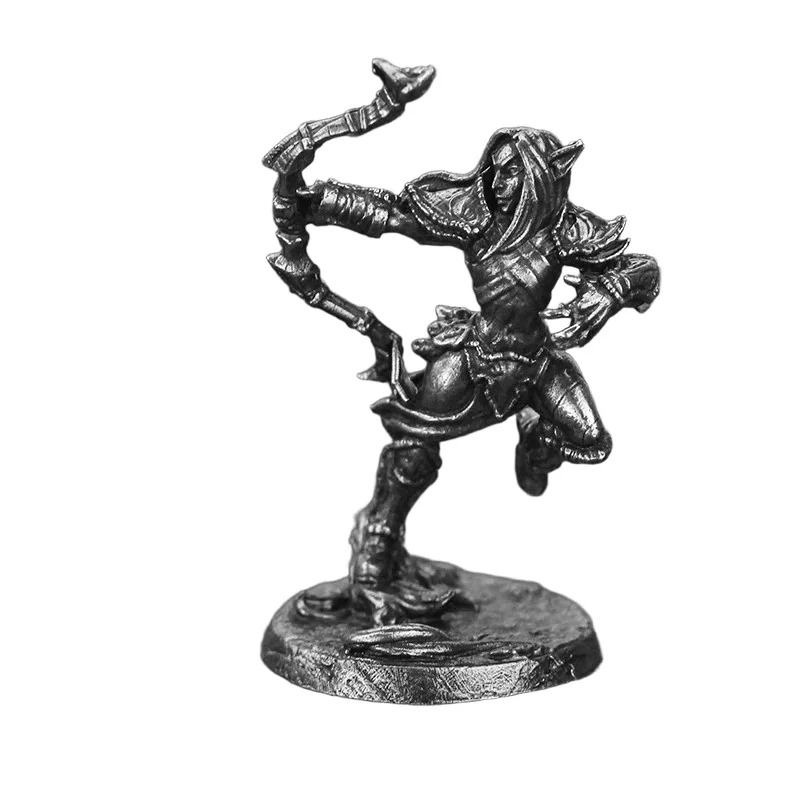 Metal Fantasy Miniature 24mm Scale Unpainted Dark Elf Warrior for Tabletop RPG Wargaming Hobbyist Painting Project