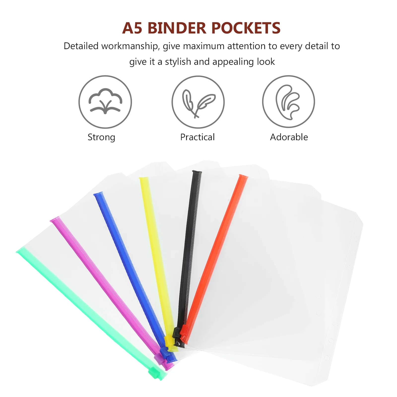 12 Pcs Notebook Storage Document Bag Binder Pocket Notepad Zip Zipper A5 Pockets Pencil Pouch Pvc Thick Extra Refill