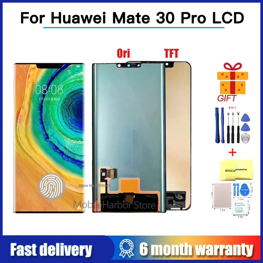 Ori Amoled TFT Display For Huawei Mate 30 Pro LCD Touch Screen Digitizer Assembly For Huawei Mate30Pro LIO-L09 L29 AL00 TL00 LCD