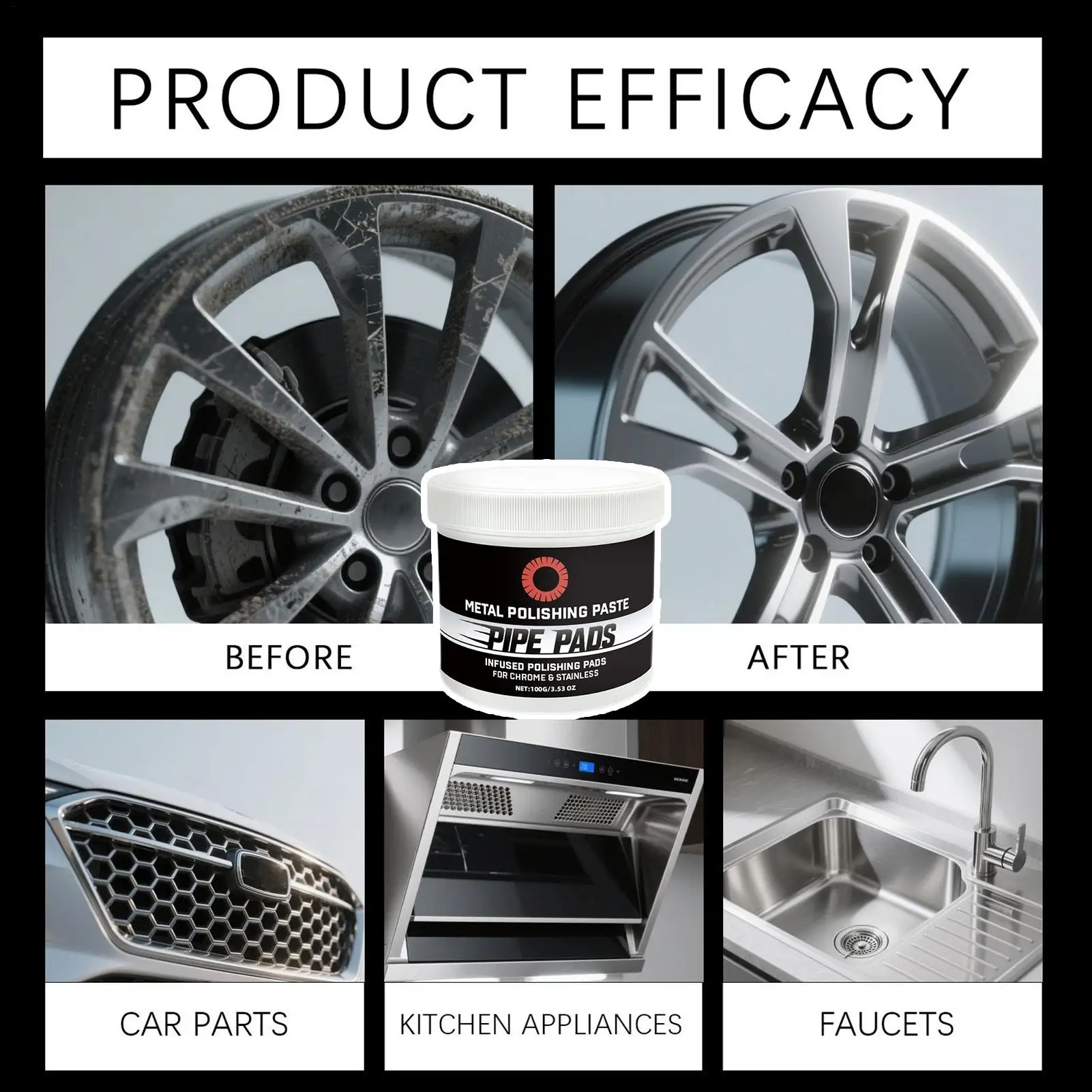 Metal PolishProtectant Scratch Remover Heavy Metal PolishFor Removes Oxidation Discoloration Brass Aluminum Pipes Exhausts view 5