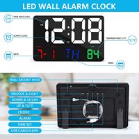A44U Digital Wall Clock Large Display Alarm Clock With Wireless Remote Control LED Wall Clock With Date And Temperature