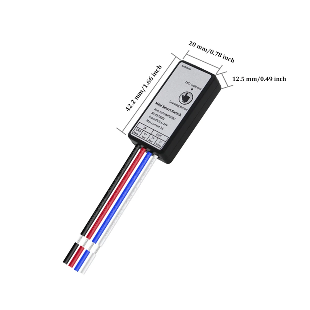 GZMO 433Mhz Mini Relay Wireless RF Remote Control Switch Power Transmitter DC5V-24V 1CH LED Lamp Controller Micro-Receiver