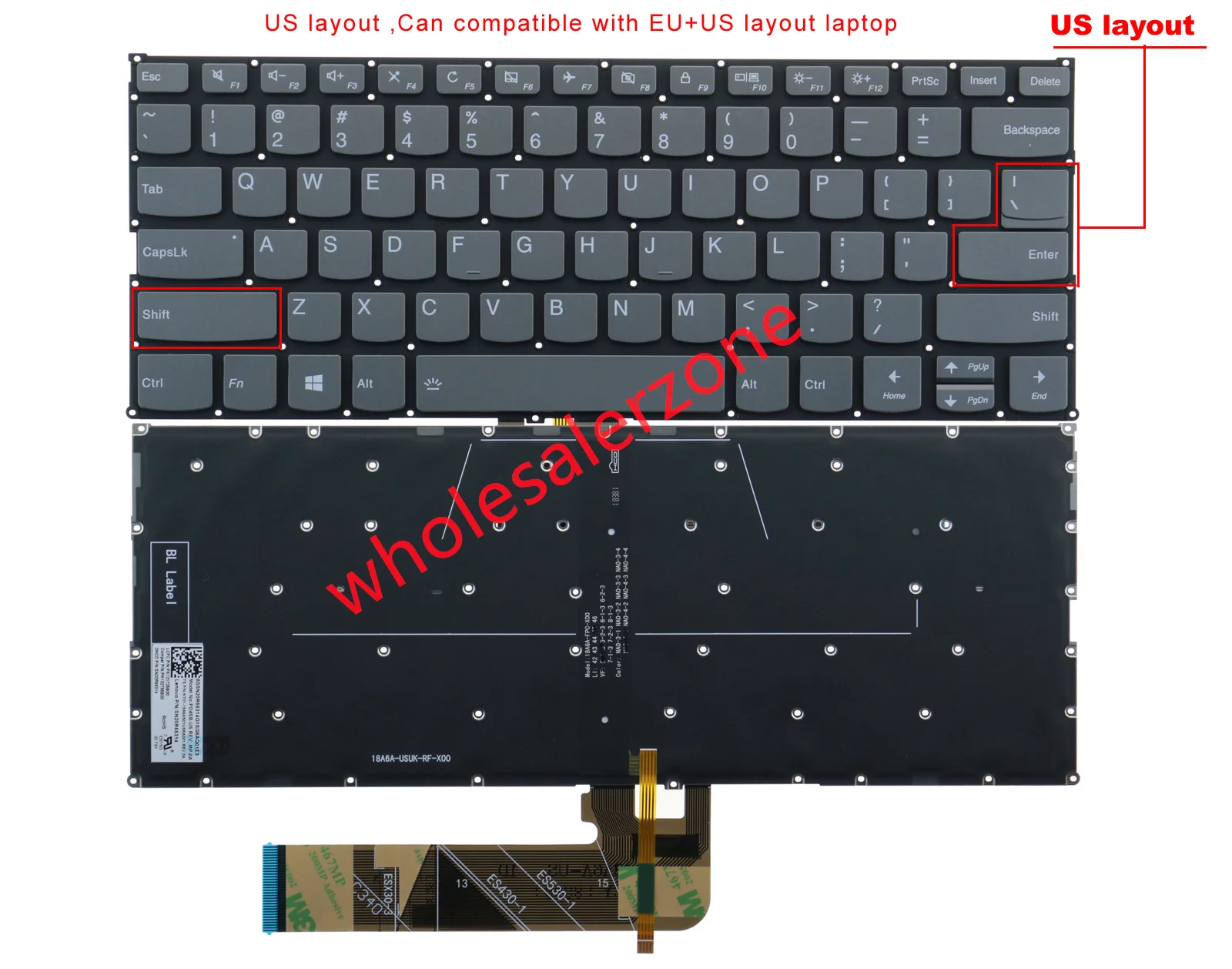 

New for Lenovo Yoga 530-14 530S-15 series 530-14ARR,530-14IKB,530S-14ARR,530S-14IKB,530S-15IKB laptop US Backlit Keyboard