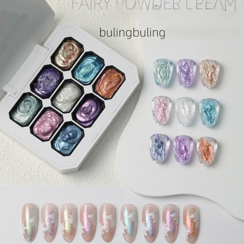 9 Colors Gel Nail Art 3D Effect Fairy Powder Cream Texture No Need Top Coat Gel Polish UV Nail Polish Lacquer Varnishes