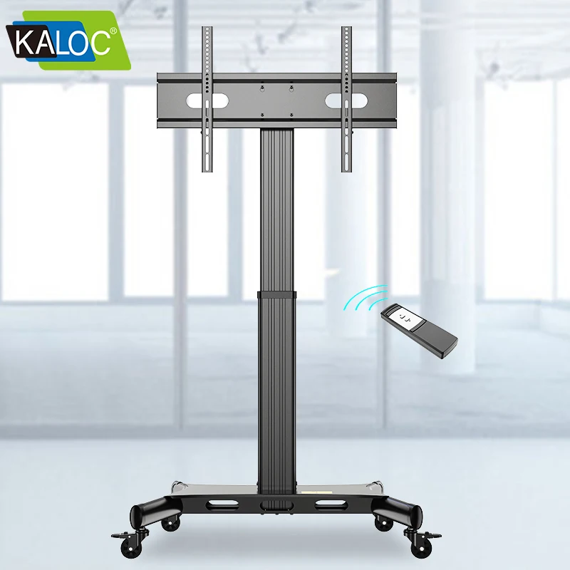 

KALOC Heavy-Duty Height Adjustable Removable TV Rolling Floor Stand Motorized Mobile TV Cart with Remote Control