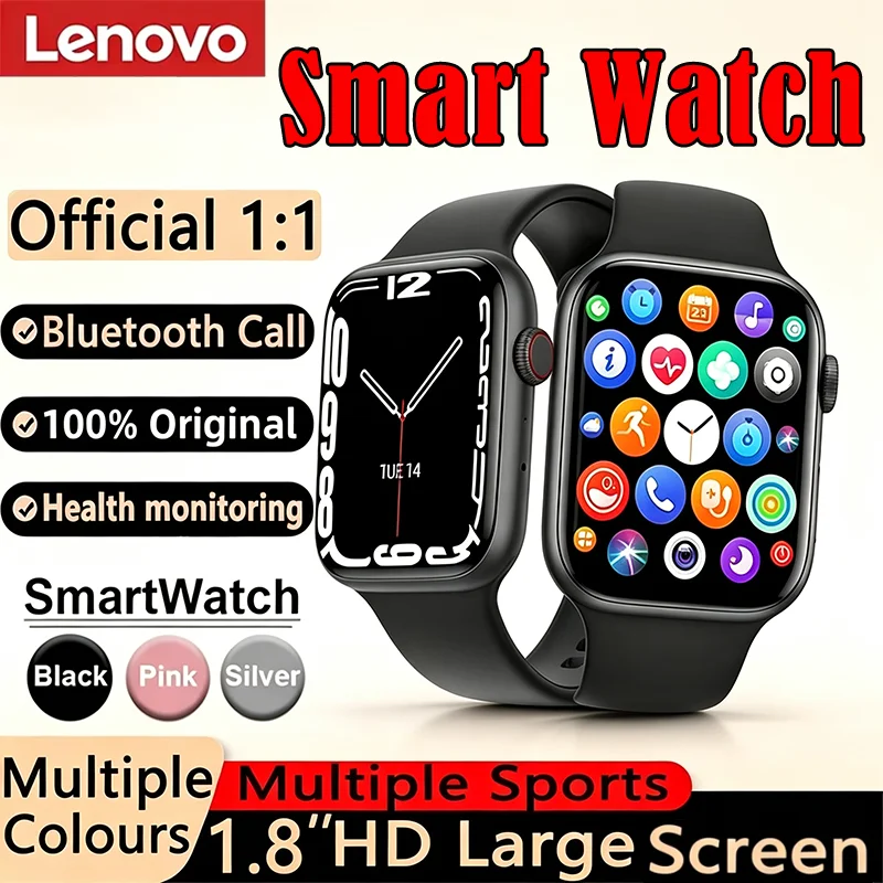 Lenovo 2026 New 1.83 Waterproof Sport Smart Watch Fitness Tracker Wireless Call Health Monitor Clock for Men Women iOS Android