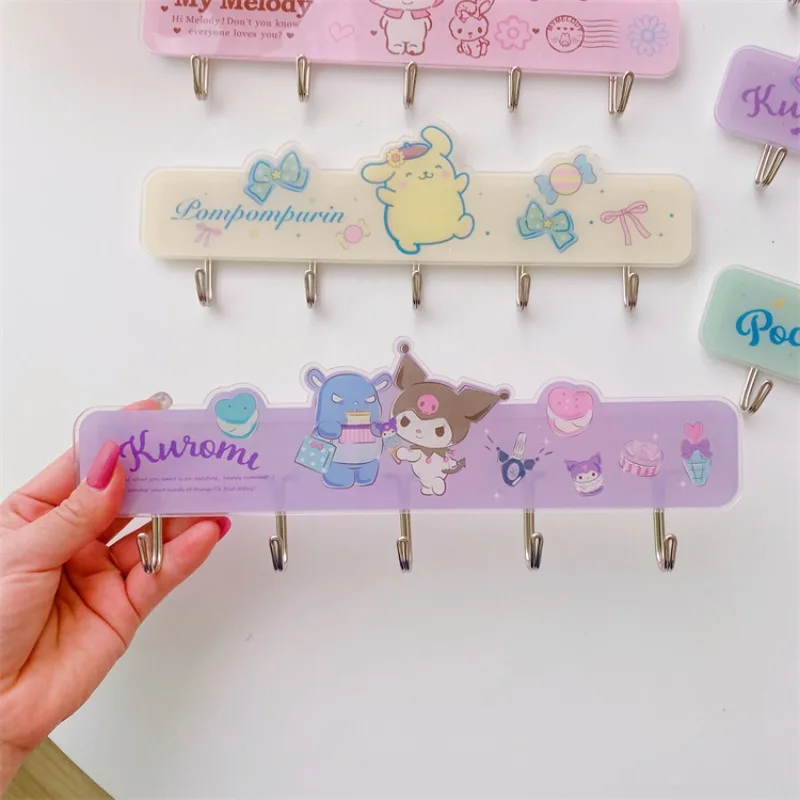 Sanrio Hellokittys Cinnamoroll Kuromi cartoon anime cute student dormitory wall punch-free strong adhesive hook multi-head hook