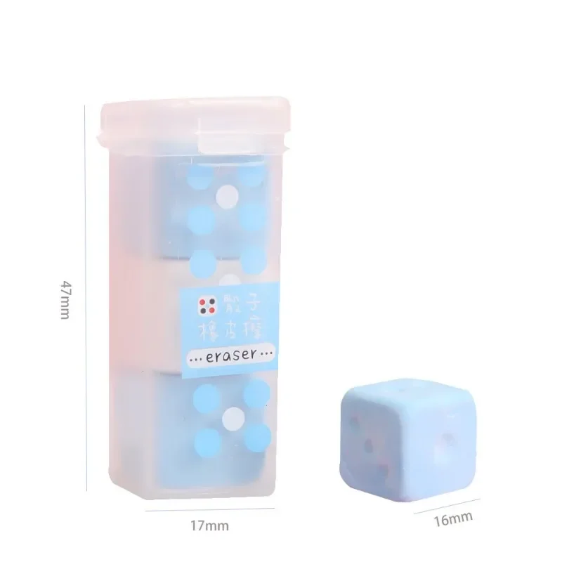 3 Pcs/Set Random Colorful Dice Shape Pencil Erasers Simple Creative School Gift For Kids Correction Supplies Office Stationery