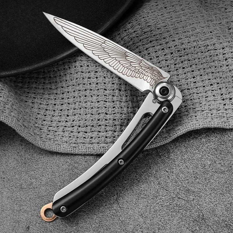 Portable Folding Pocket Knife with Stainless Steel Blade, Keychain Pendant, Travel and Outdoor Camping Tool