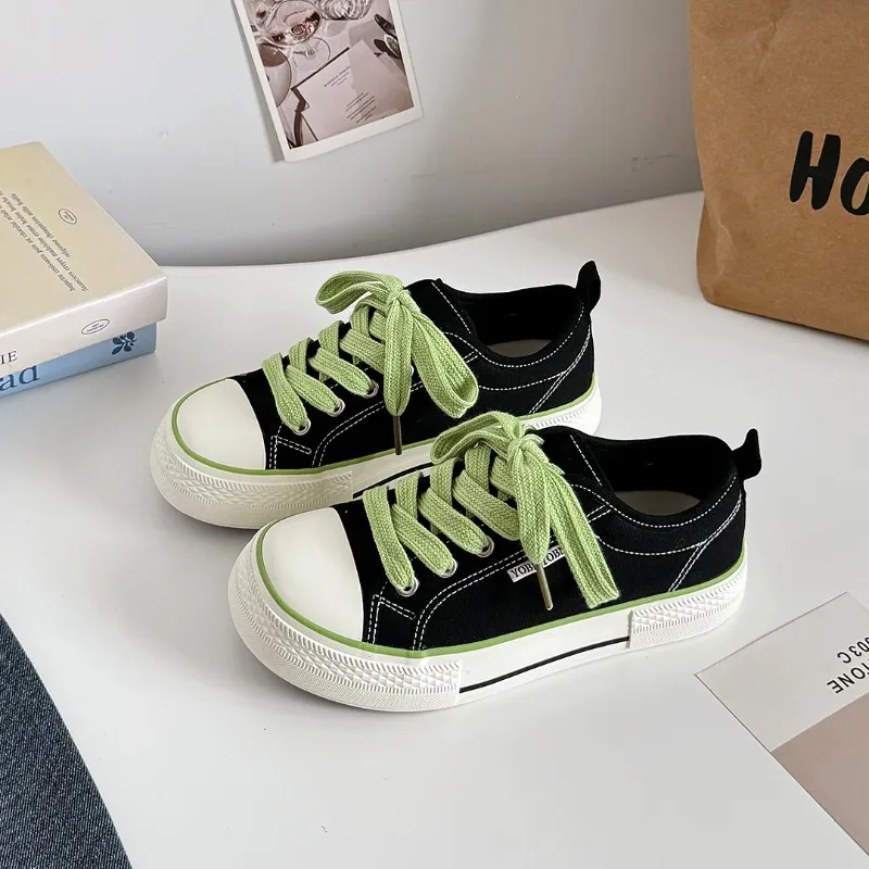 Women's Casual Canvas Shoes Flat Solid Colour Student Sneakers_voghion.com