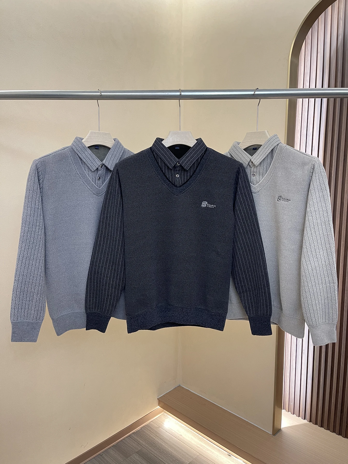 

Теплый цельный трикотаж Fce V-Ne для мужчин, осенне-зимний деловой повседневный длинный свитер в полоску для папы