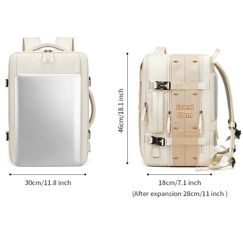 17.3 inch Laptop Backpack Expandabl Travel Bag Waterproof USB Charging Port School Backpacks For Women Outdoor Sports Rucksack