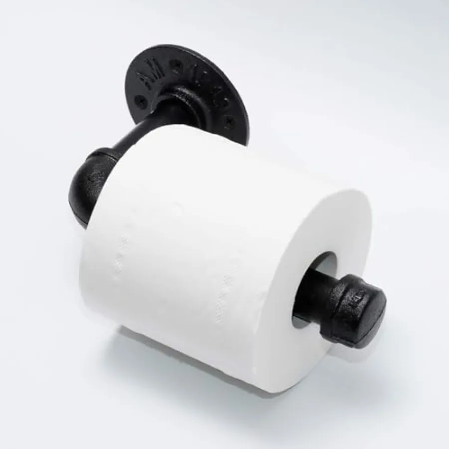 Industrial Pipe Toilet Paper Holder, DIY Vintage Rustic Paper Holder Towel Racks Heavy Duty Pipe Roll Tissue Holder with Mounti - view 2