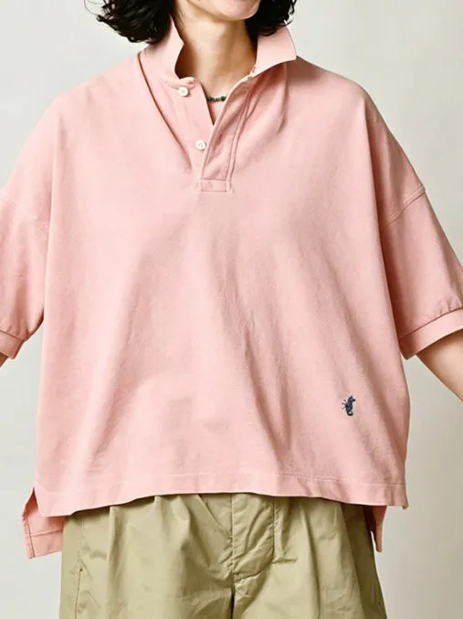 

Loose Fit Cotton Shirt Women's Breathable Short Sleeve Turn-down Collar Embroidered Top Japanese Style Summer Fashion