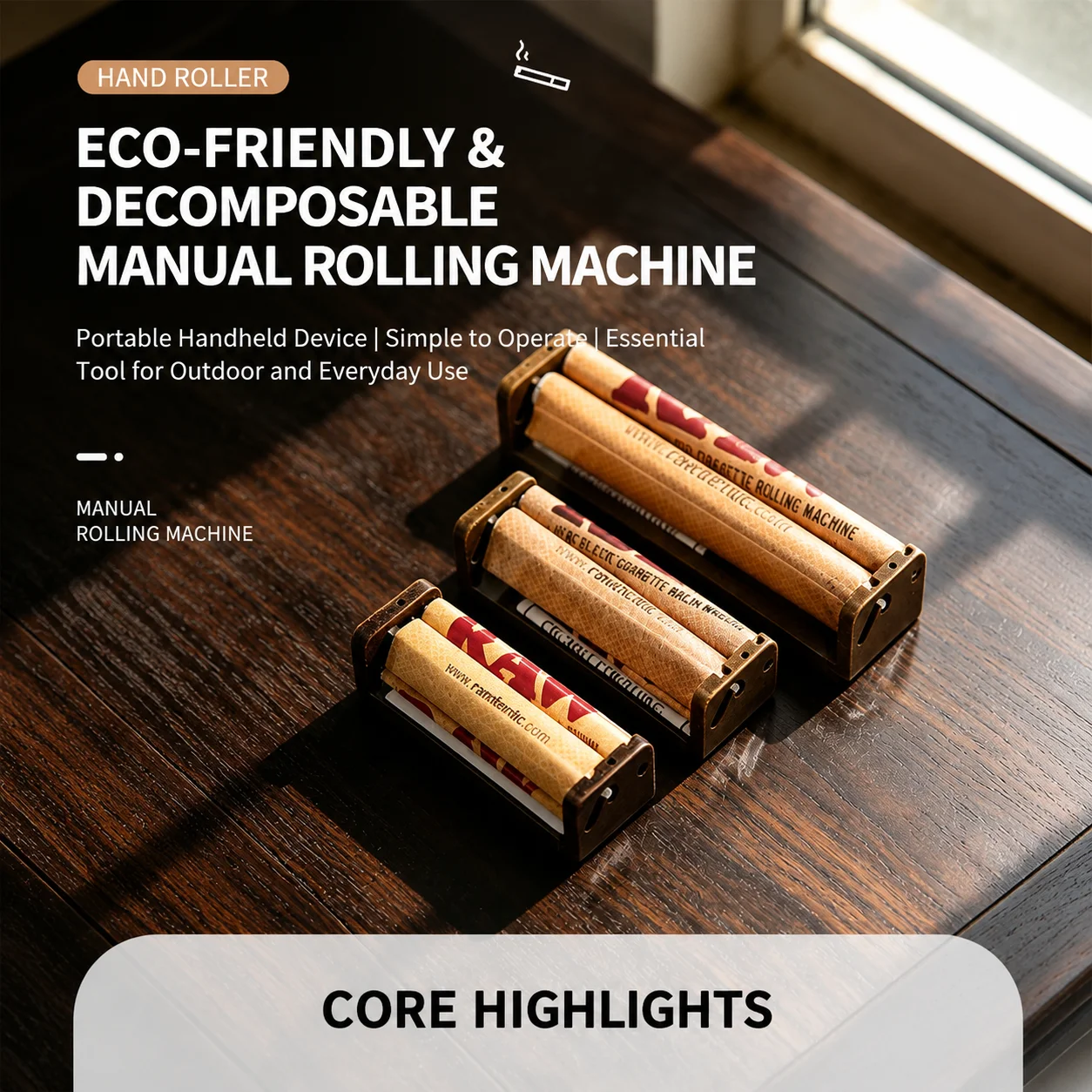 Degradable Manual Tobacco Herb Roller Cone Rolling Machine 110mm/78mm/70mm Portable Cigarette Holder Natural Rolling Papers - view 6