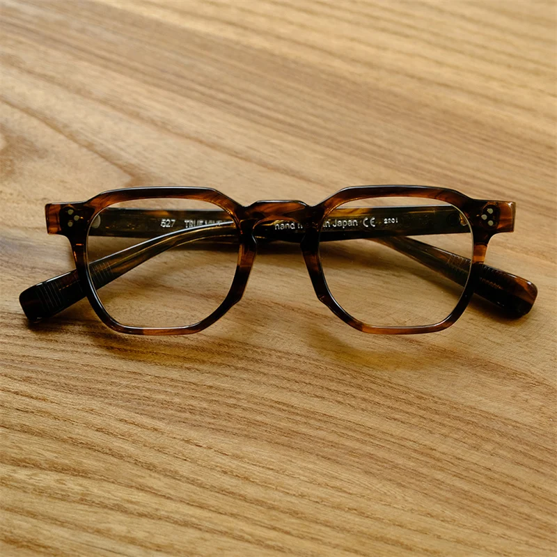 Japanese Handmade Men's Transparent Large Frames Luxury Designer Vintage Glasses Square Acetate Myopia Reading Eyeglasses