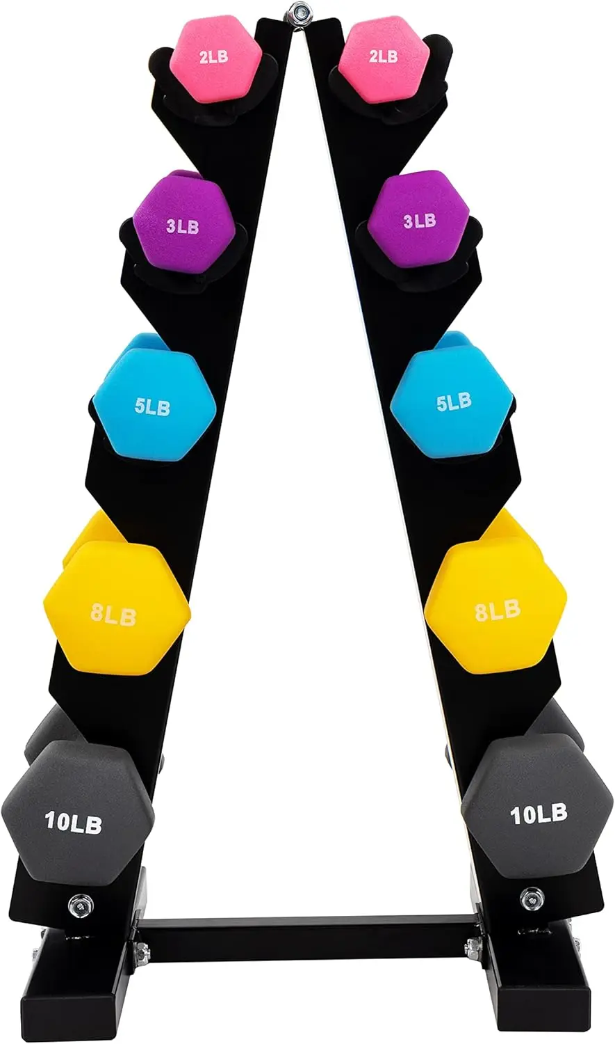 Dumbbell Hand Weights, Anti-Slip, Anti-roll, Hex Shape Colorful, Pair or Set with Stand