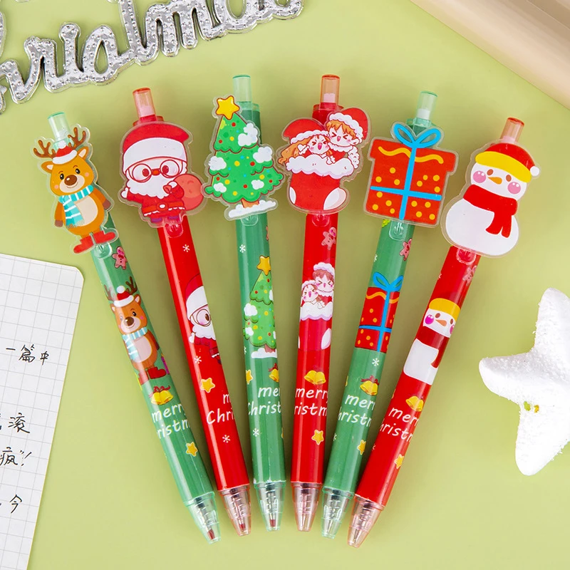 Stylo gel de dessin animé de Noël pour étudiants, père Noël, renne, bonhomme de neige, créatif, étudiant, école, cadeau, prix