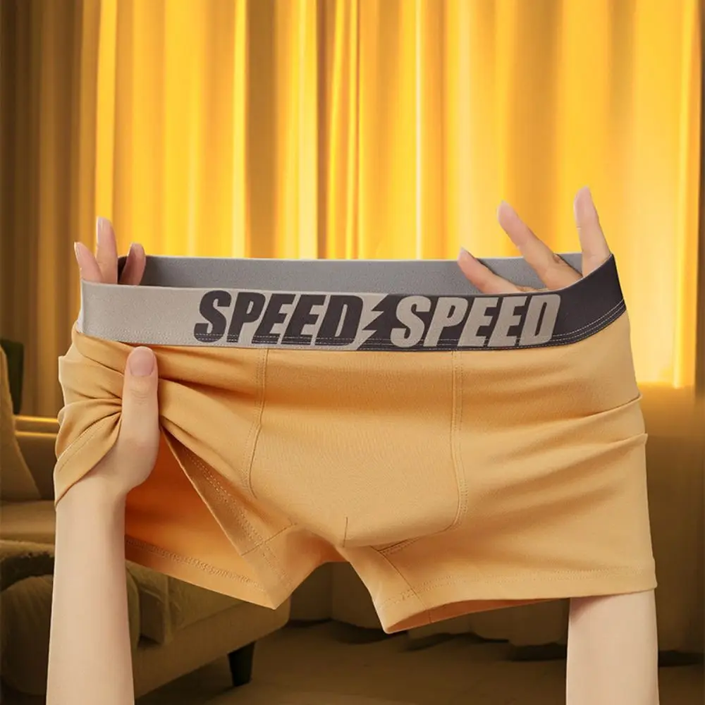 3PCS Comfortable Plus Size Men's Boxer Briefs Mid Waist Seamless Letter Printed Panties Lingerie Elastic Shorts Underpants Gifts
