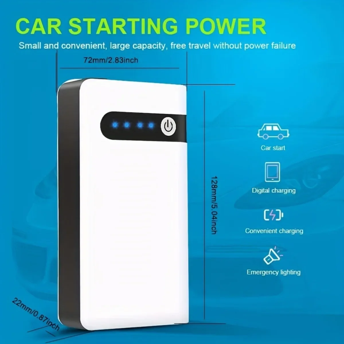 Car Jump Starter 12V LED Display Auto Battery Booster 8000mAh Emergency Start Power Flashlight Mobile Phone Laptop Charger US