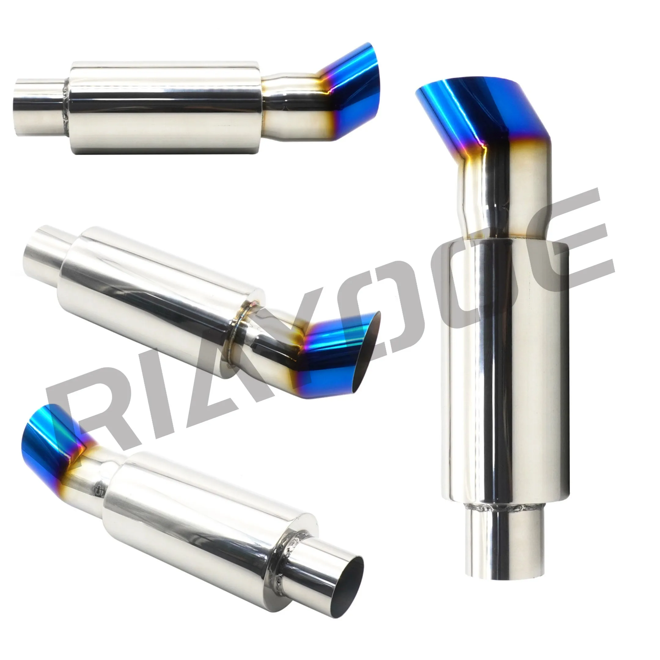 2'' to 3''4'' Car Exhaust Muffler Pipe Universal Turbo Sound Boost Exhaust System Stainless Steel Exhaust Pipe Muffler Tail