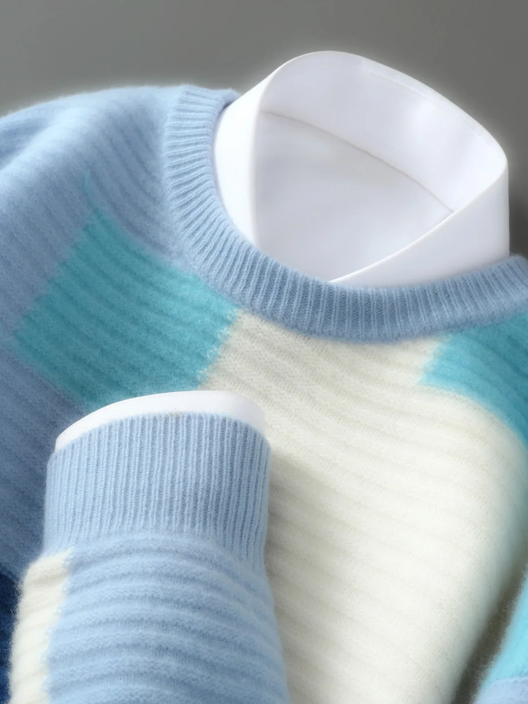 

Осень-зима Thiened 00, мужской круглый свитер из чистой шерсти Ne, повседневный свободный вязаный свитер, цвет Blo Camere, базовый слой