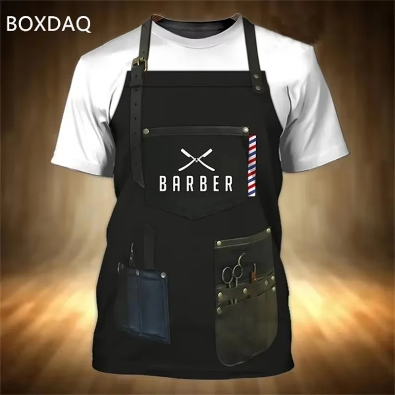 Barber Worker Men's 3d T Shirt Haircut Tool Print Summer Men's Short Sleeve Fashion Tops O-Neck Oversized Men's Clothing T Shirt