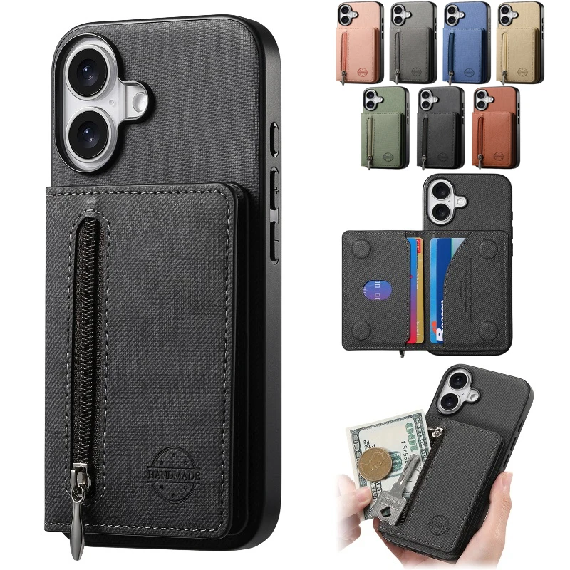 

For OPPO Find X8 Pro/A3X/Reno13 Pro/Realme 13 Pro+ Zipper Wallet Leather Case With Card Cover