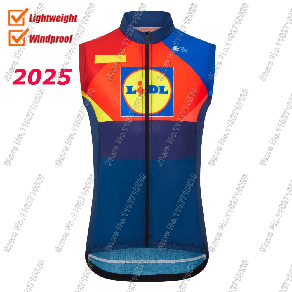 2025 Lidl Wind Vest Windproof France Tour Team Cycling Vest TDF Road Bike Jersey Sleeveless Clothes MTB Maillot Ciclism