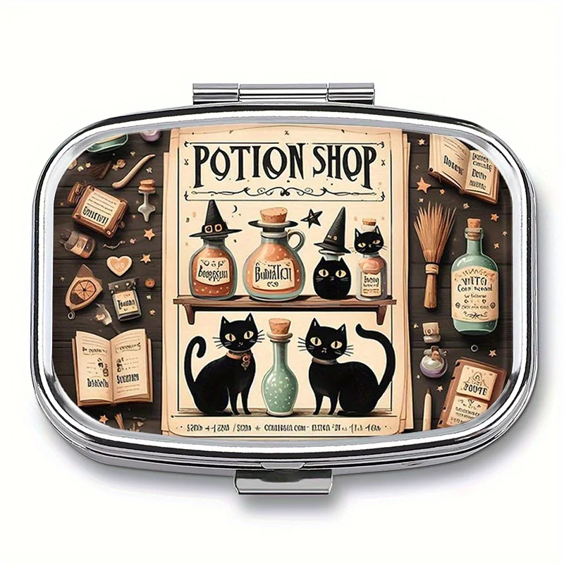Two-Piece Pill Box Set, Including a Square Pill Box and a Compact Pill Box with Two Compartments, Perfect for Home Use, Travel, and Also Makes a Unique Gift for Your Pocket or Purse.
