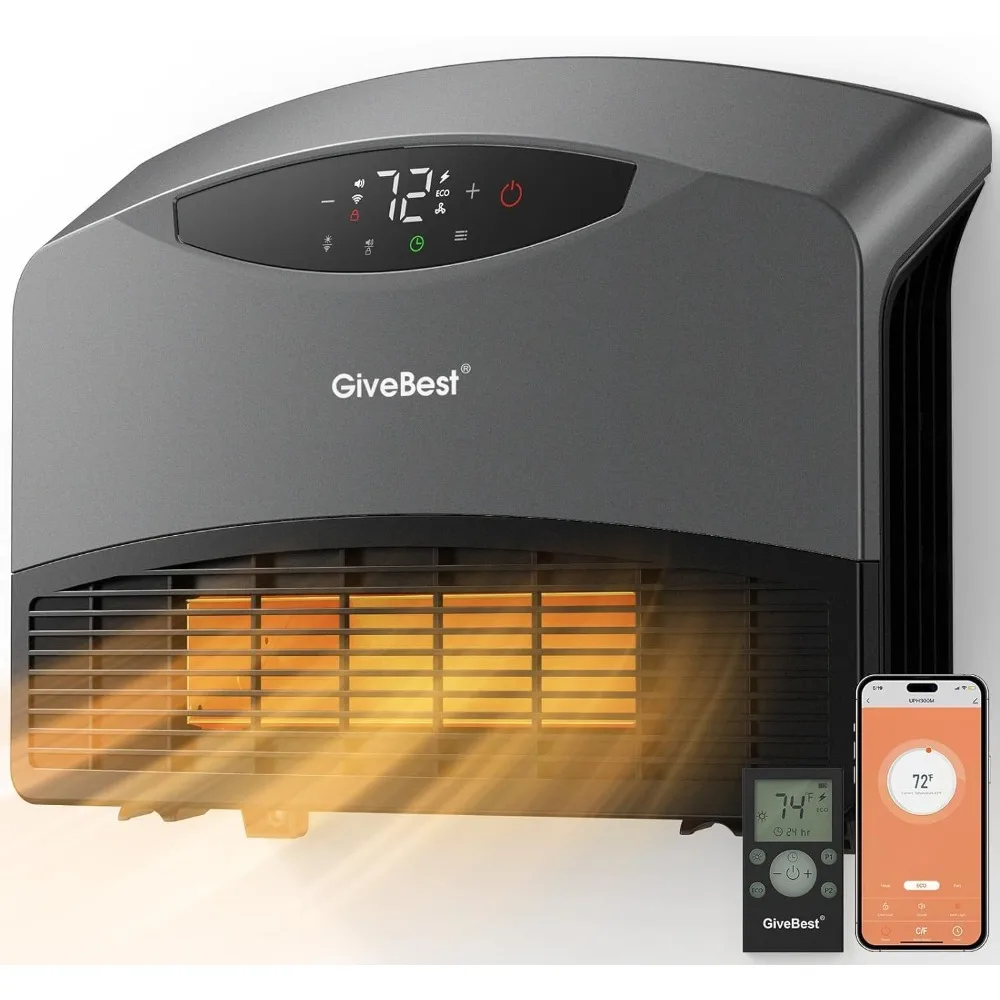 2024 GiveBest Electric Wall Heater with WiFi and Remote Control-1500W Space Heater for Indoor Use,Wall Mounted or Floor Standing