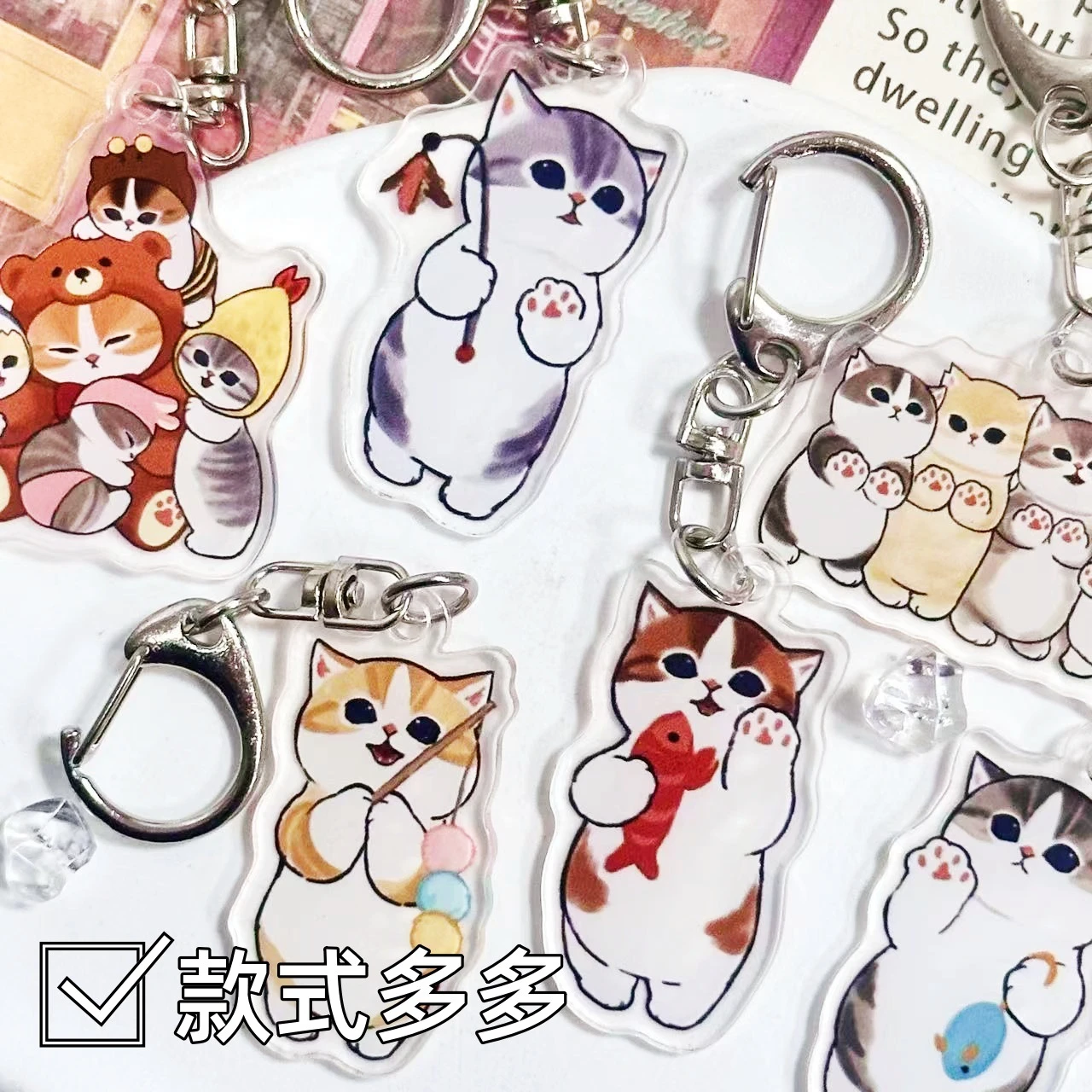 New Mofusand Animation Two-Dimensional Acrylic Double-Sided Transparent Backpack Pencil Case Pendant Creative Cartoon Keychain