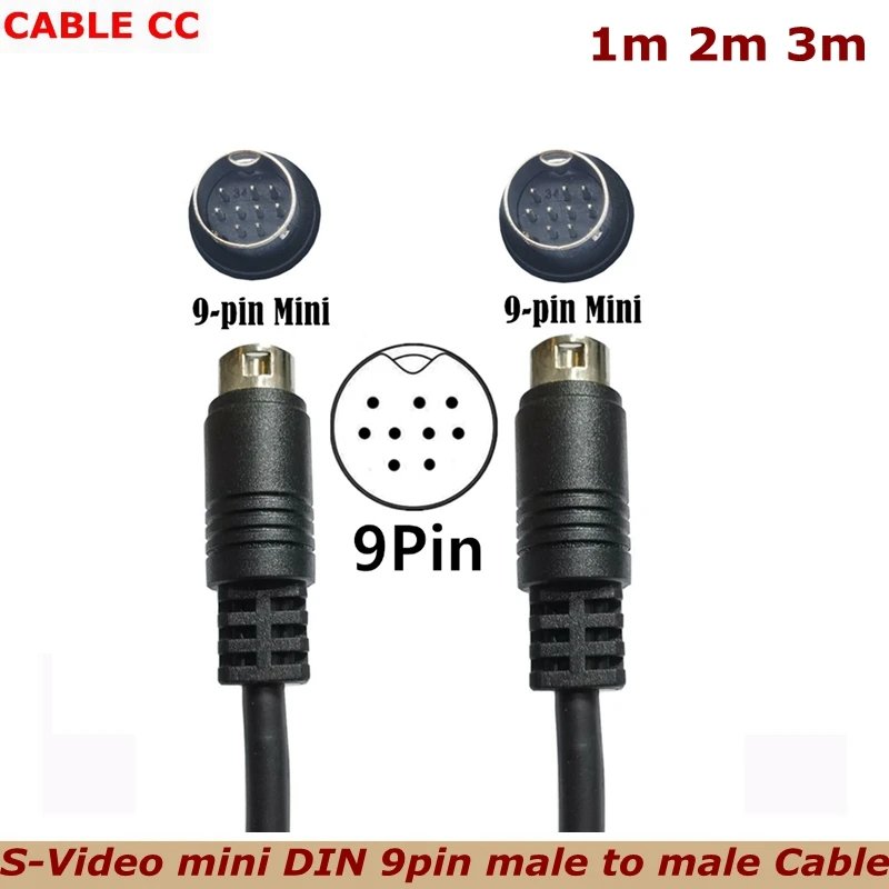 

1-3 m S-Video Mini DIN 9Pin TV Audio Cable 9-pin S-terminal Cable for Game Console Sound Cards, Audio Devices, and Set-top Boxes