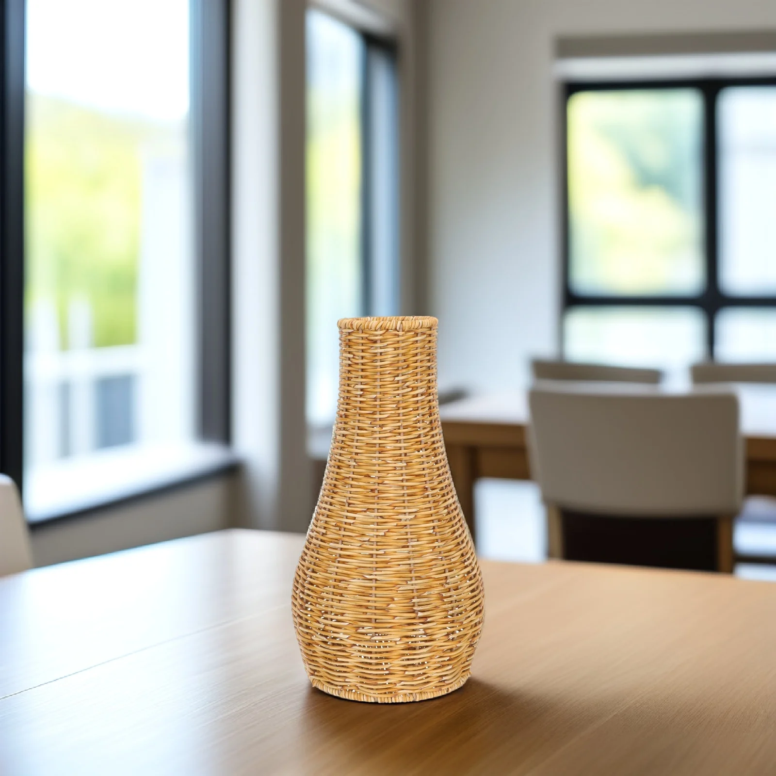 

Retro Woven Flower Vase Imitation Rattan Plastic Decorative Vase For Home Office Wedding Simple Dried Flower Holder