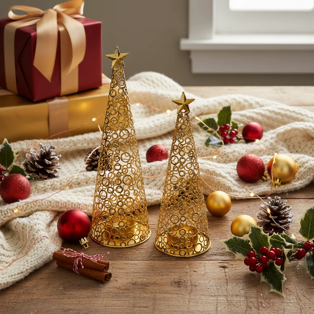 Metal Christmas Tree Candlestick Christmas Candle Cup Wedding Decoration Tea Wax Small Round Cup Candle Holder