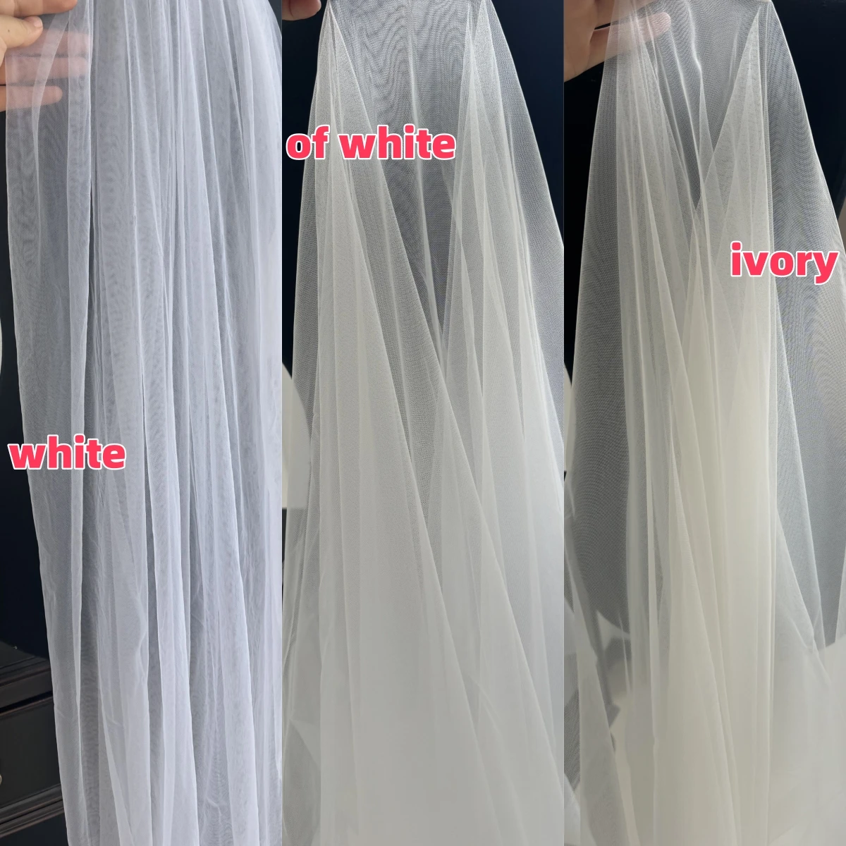 TOPQUEEN V30 حجاب الزفاف الكلاسيكي غزل عادي 1 الطبقة لينة الزفاف الحجاب الطويل مع مشط فستان الزفاف اكسسوارات أسود أحمر #6