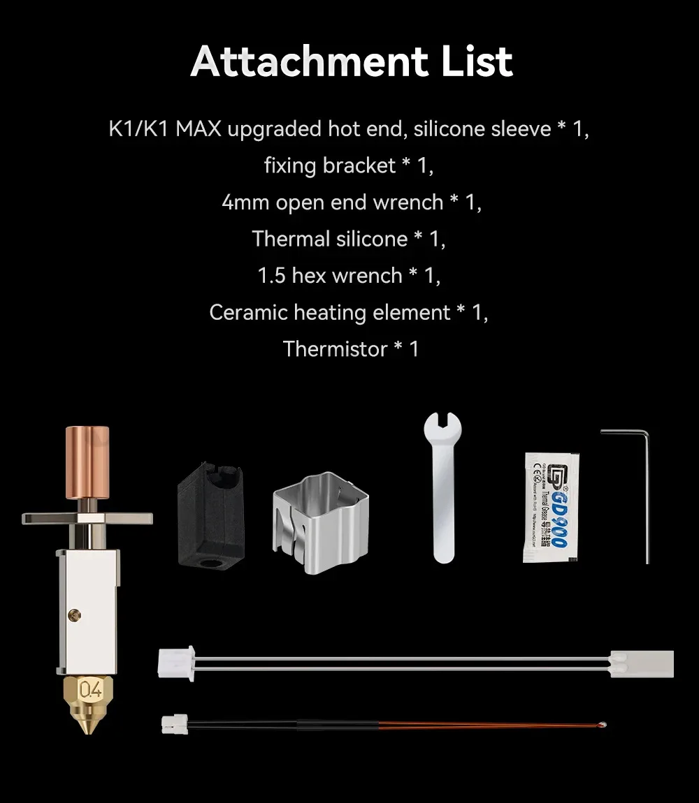 Aktualisiertes Hotend-Kit Bi-Metal K1 HOTEND für Creality K1/K1 MAX Keramik-Heizblock-Kit 550 ° C-Extruder für Creality K1 3D-Drucker – Detail 8