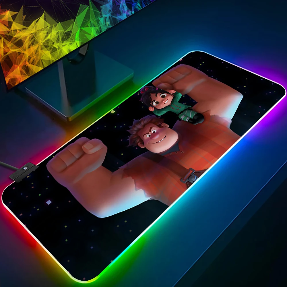 Wreck-It Ralph RGB PC Gamer Teclado Mouse Pad, LED incandescente Mouse Mats, Borracha Gaming Computer Mausepad