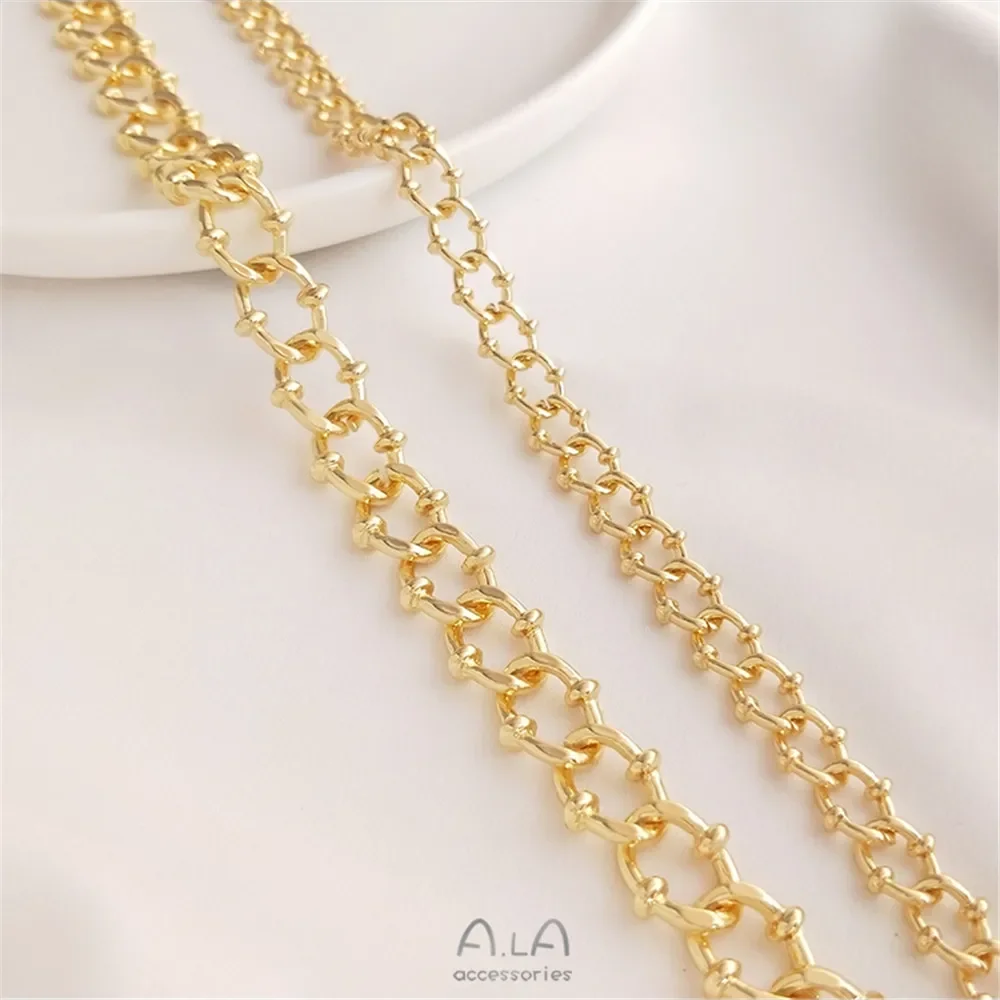 

Preserve color 14K gold new QQ chain European style retro rough mine chain diy bracelet necklace jewelry manual loose chain